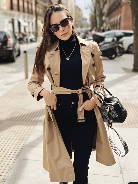 Jackets & Blazers - Classic Beige Trench Coat with Black Layering